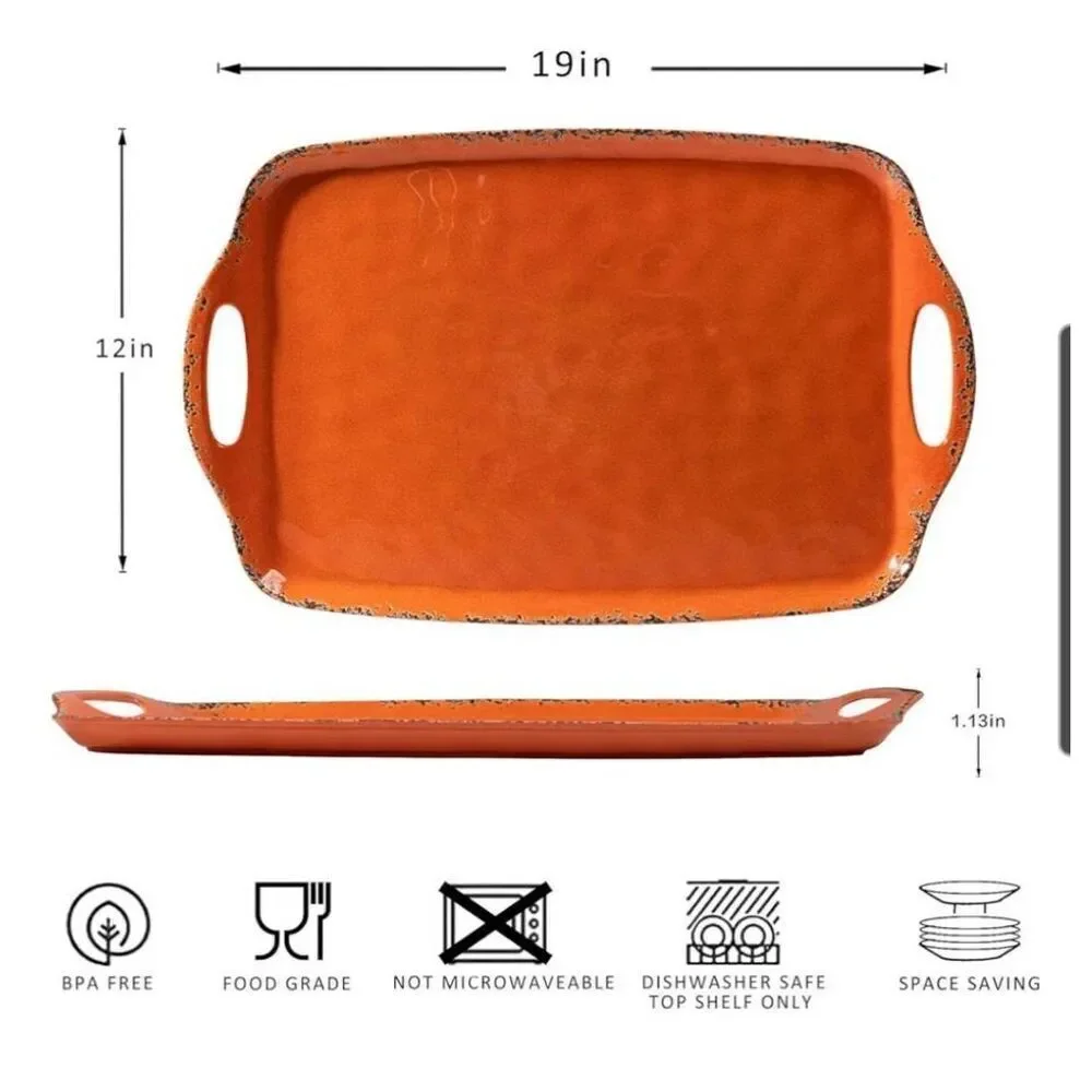Serving trays/platters set of 2 Orange Melamine 19 x 12 by Zarocrus